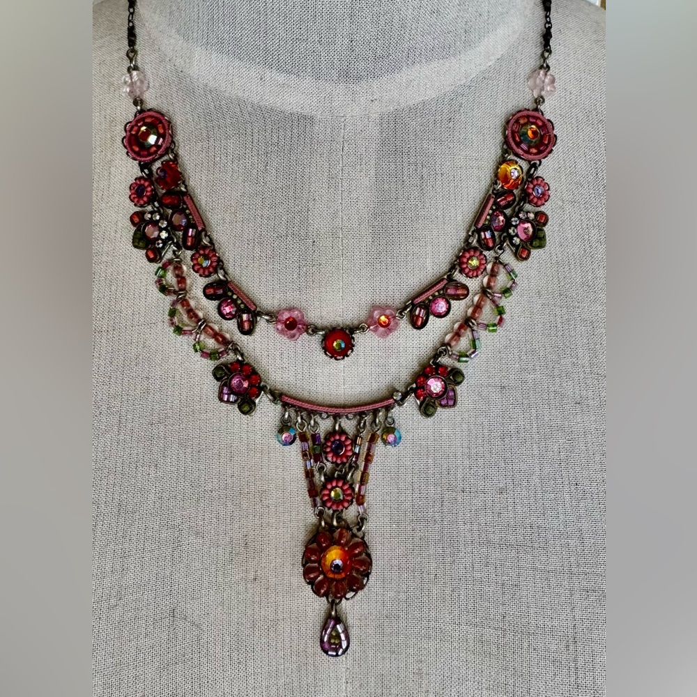 Red and Pink Double-Strand Vintage Necklace